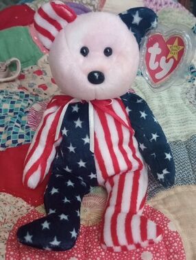 MNWT ORIGINAL TY BEANIE BABY "SPANGLE" The Patriotic Bear.